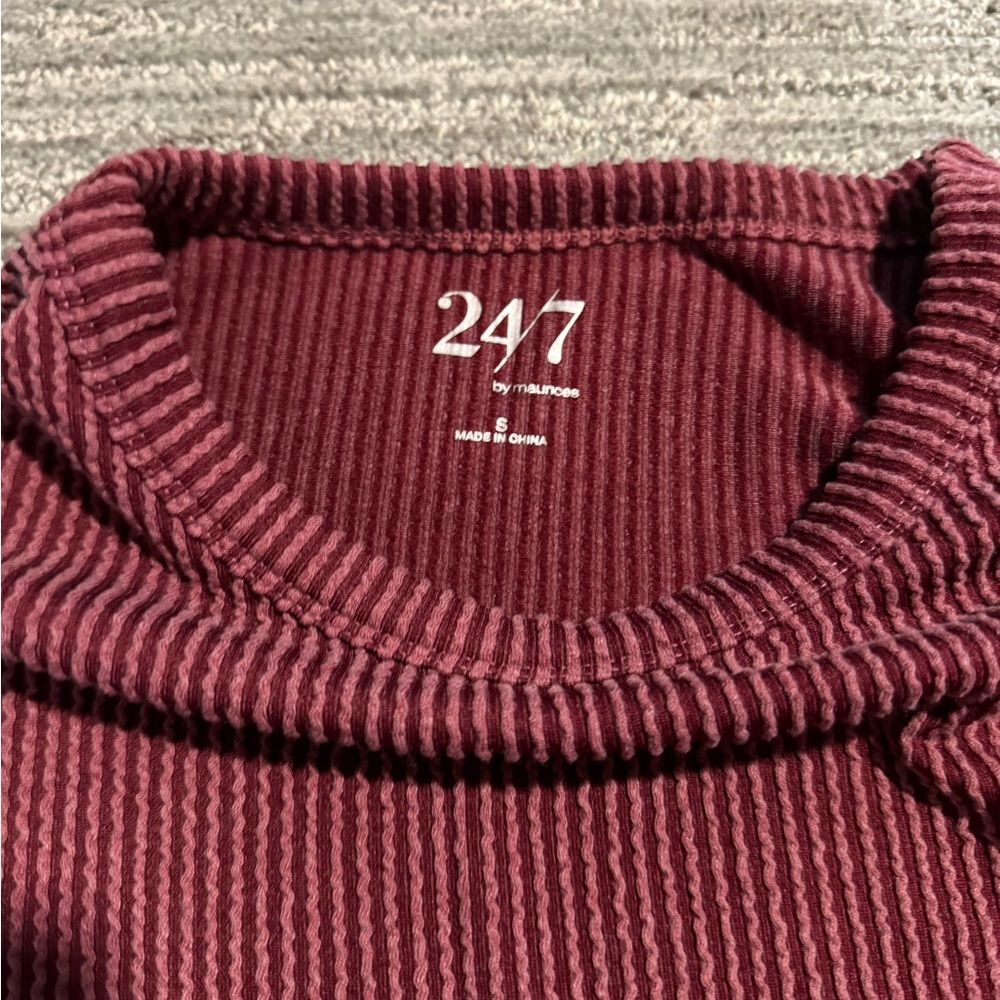 Maurices Ribbed Maroon Top - Picture 2 of 2